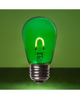 CL75734 E26 Base S14 Green Glass LED Filament Bulbs PACK OF 5